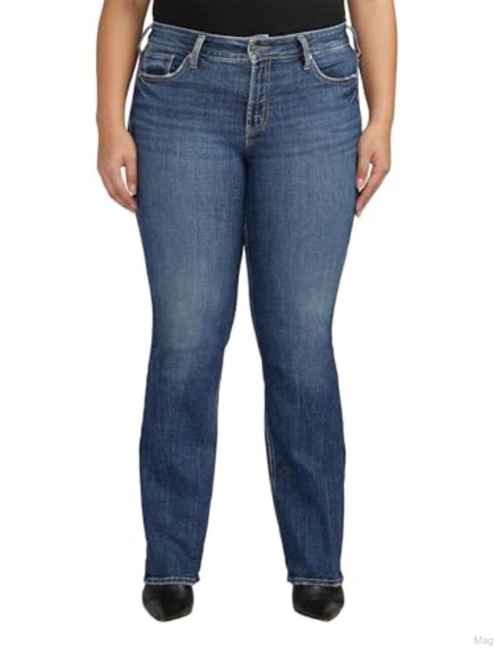 Plus Size Suki Mid Rise Slim Bootcut Jeans by Silver Jeans Co. - Cotton Blend